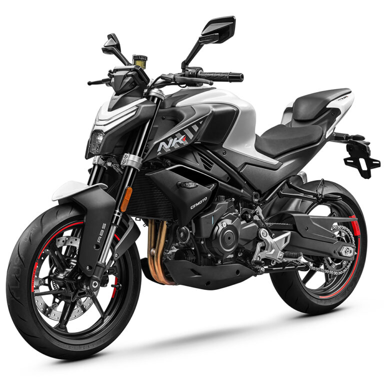Motorrad der Marke CFMOTO, Modell NK, in modernem Design mit sportlichen Akzenten und hochwertigen Komponenten.